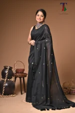 Black diamond Chumki Cotton Saree - Image 6