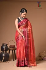 Pari tissue cotton handloom Saree - Image 2