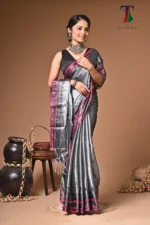 Nandi tissue cotton handloom Saree - Image 4