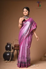 Varna tissue cotton handloom Saree - Image 3