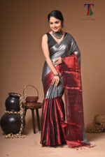 Charulata tissue cotton handloom Saree - Image 4