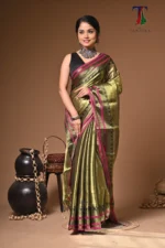 Komal tissue cotton handloom Saree - Image 4
