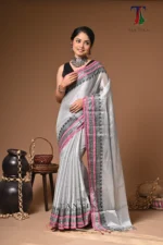 Moonlight tissue cotton handloom Saree - Image 2