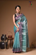 Chamkila tissue cotton handloom Saree - Image 2