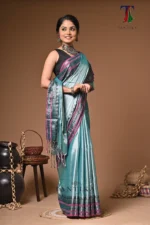 Chamkila tissue cotton handloom Saree - Image 3