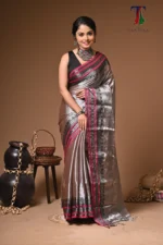Sanchita tissue cotton handloom Saree - Image 2