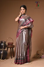 Sanchita tissue cotton handloom Saree - Image 3
