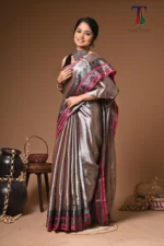 Sanchita tissue cotton handloom Saree - Image 4