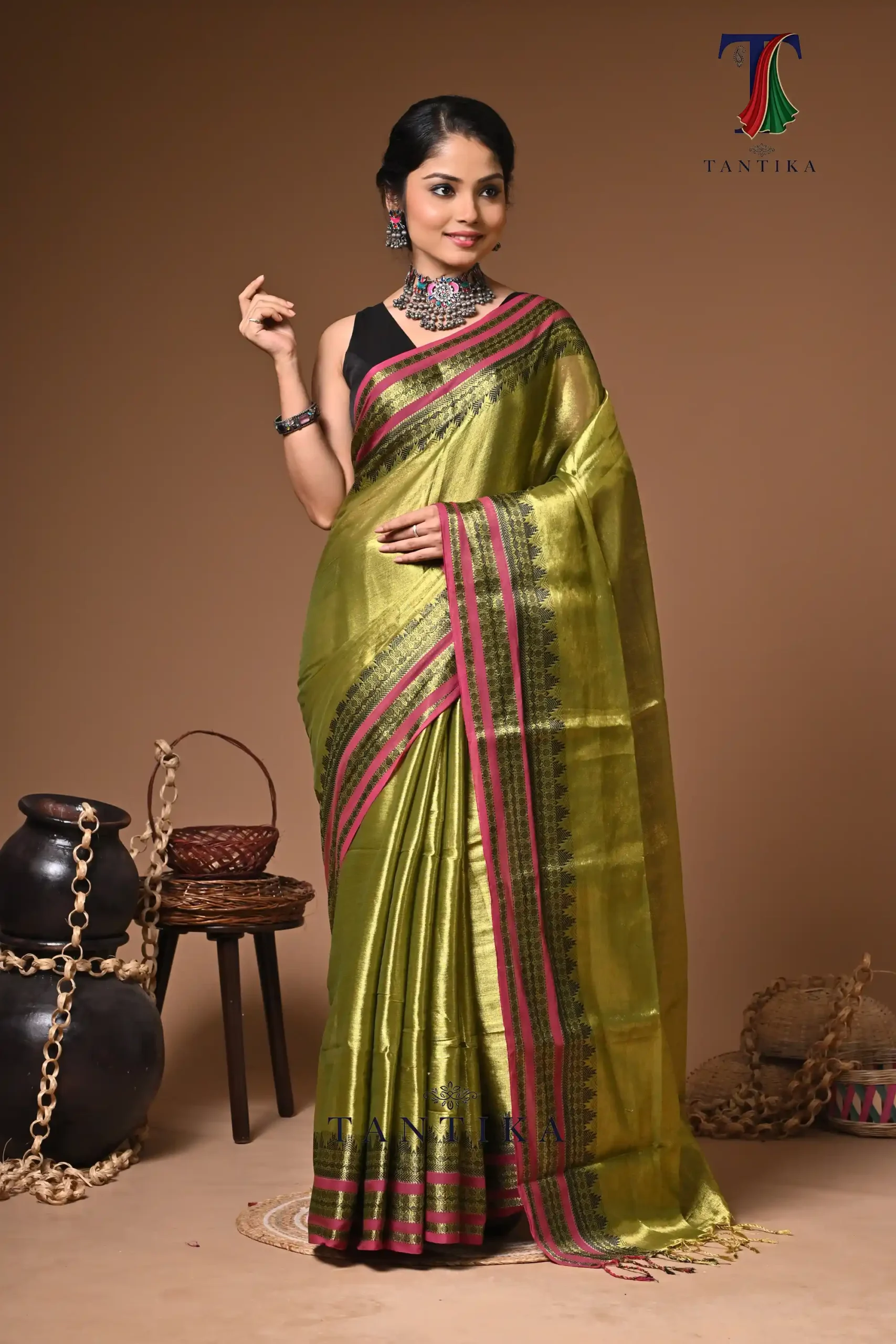 LPS_0845 Sundariya tissue cotton handloom Saree - Image 1