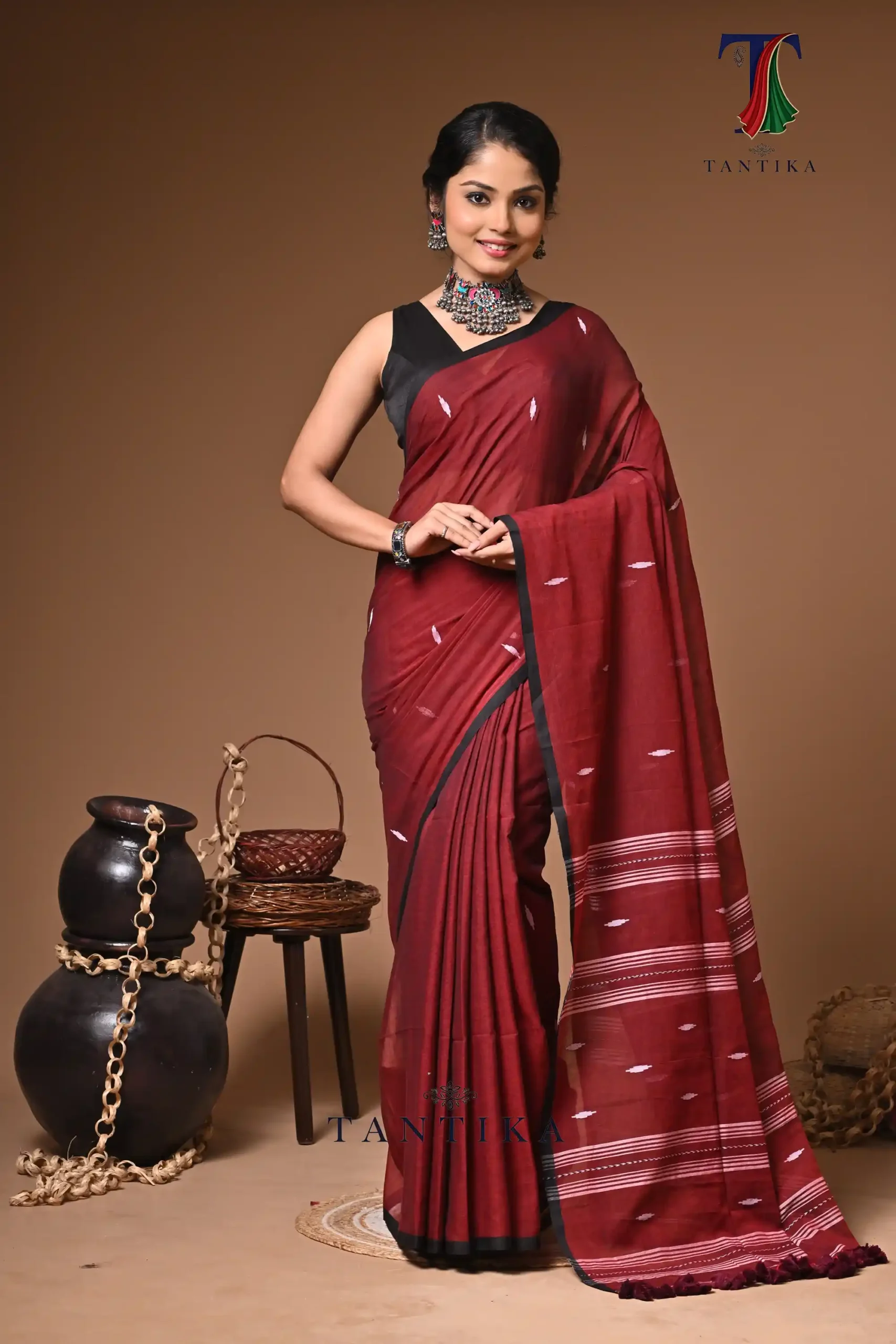LPS_0862 Maharani mull cotton handloom Saree - Image 1