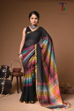 Rainbow mull Cotton  handloom Saree - Image 2