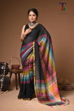 Rainbow mull Cotton  handloom Saree - Image 3