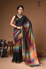Rainbow mull Cotton  handloom Saree