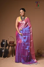 Sunehri tissue cotton handloom Saree - Image 3