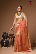 Copper Orange Darshana tissue cotton handloom Saree