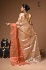 Copper Orange Darshana tissue cotton handloom Saree - Image 6