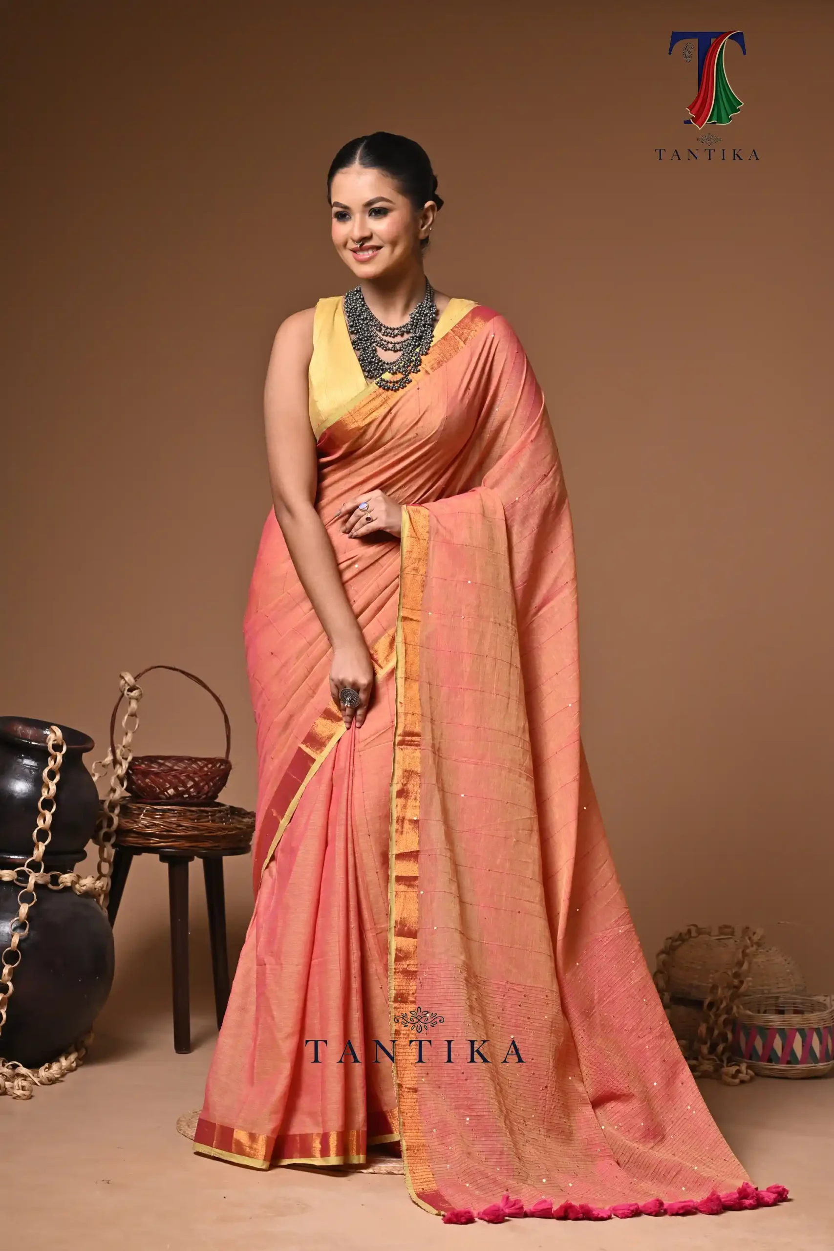 LPS_0926 Roshni mull Cotton sequence handloom Saree - Image 1