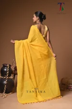 Roshni Yellow Mull Cotton Sequence  Handloom Saree - Image 6