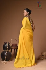Roshni Yellow Mull Cotton Sequence  Handloom Saree - Image 5