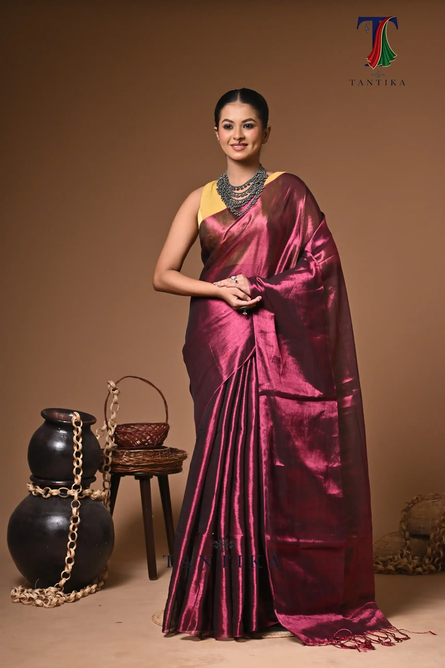 LPS_1023 Shana tissue cotton handloom Saree - Image 1