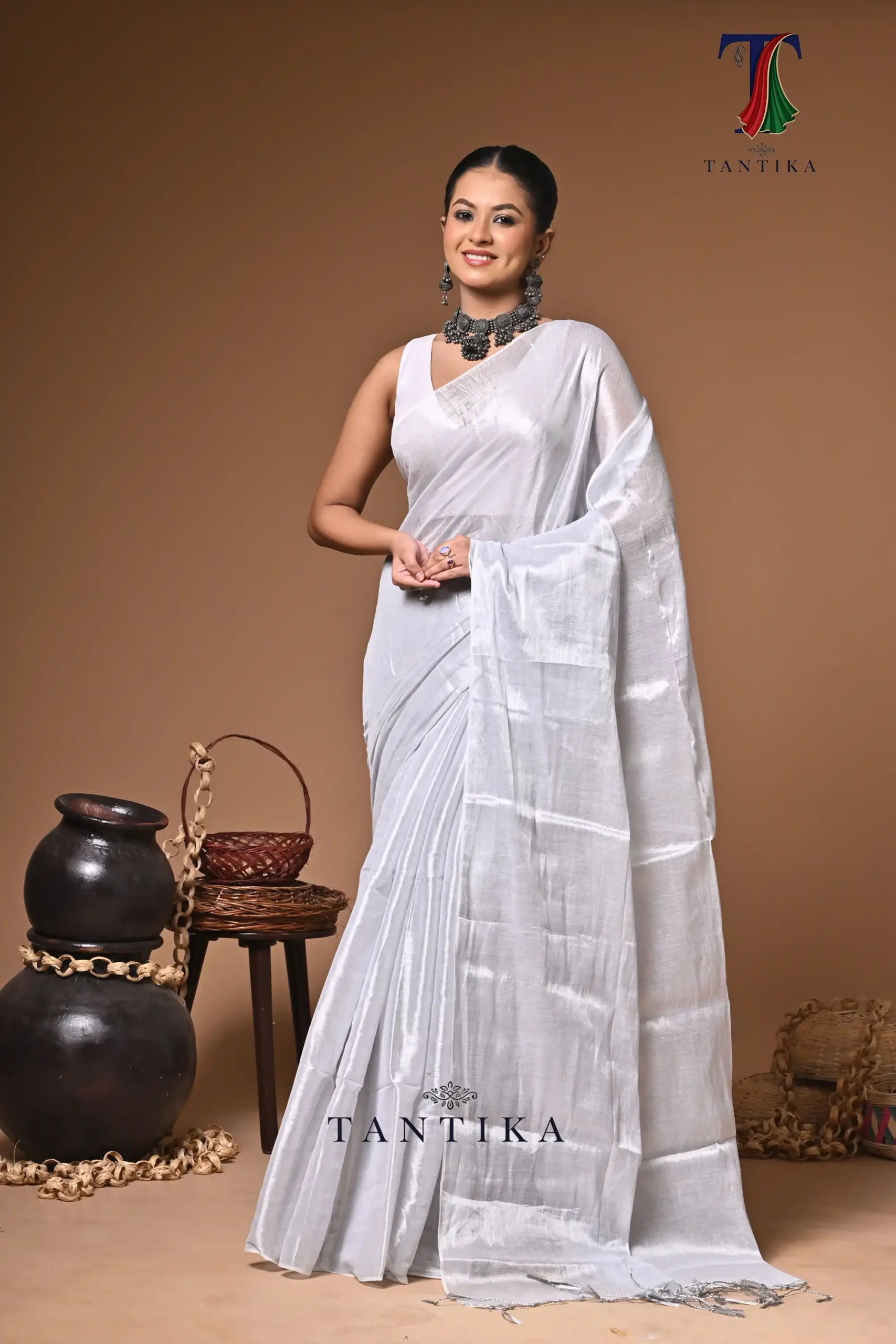 LPS_1044 Mohini tissue cotton handloom Saree - Image 1