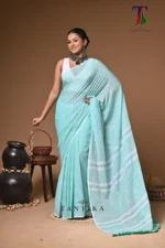 Maharani asmani mull cotton handloom Saree - Image 3