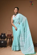 Maharani asmani mull cotton handloom Saree - Image 2