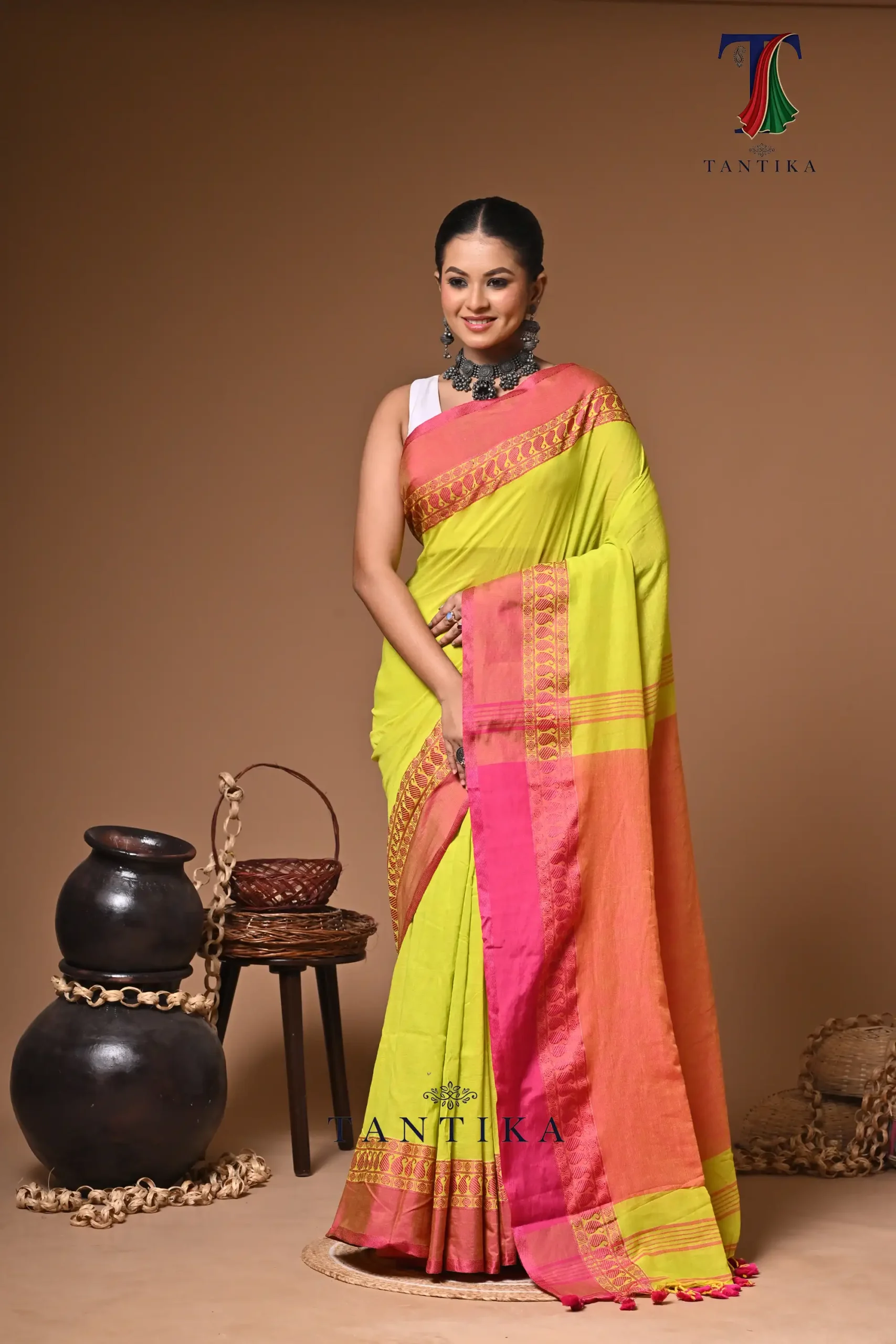 LPS_1072 Deepshikha cotton handloom Saree - Image 1
