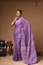 Maharani violet mull cotton handloom Saree - Image 2