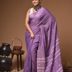 Maharani violet mull cotton handloom Saree