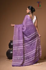 Maharani violet mull cotton handloom Saree - Image 6