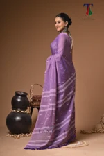 Maharani violet mull cotton handloom Saree - Image 5