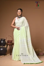 Maharani green mull cotton handloom Saree