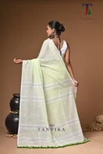 Maharani green mull cotton handloom Saree - Image 6