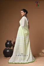 Maharani green mull cotton handloom Saree - Image 5