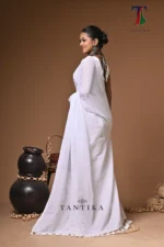 White moon mull Cotton sequence  handloom Saree - Image 5