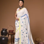 Rajrani  mull cotton embroidery handloom Saree