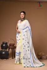 Rajrani  mull cotton embroidery handloom Saree