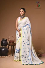 Rajrani  mull cotton embroidery handloom Saree - Image 2