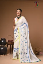 Rajrani  mull cotton embroidery handloom Saree - Image 3