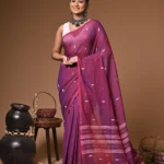 Maharani purple mull cotton handloom Saree