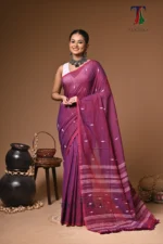 Maharani purple mull cotton handloom Saree