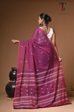 Maharani purple mull cotton handloom Saree - Image 6