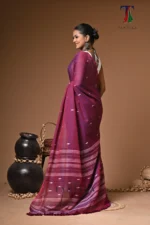 Maharani purple mull cotton handloom Saree - Image 5