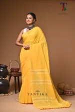 Maharani yellow mull cotton handloom Saree - Image 2