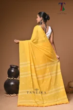 Maharani yellow mull cotton handloom Saree - Image 6
