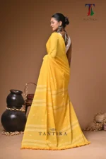Maharani yellow mull cotton handloom Saree - Image 5