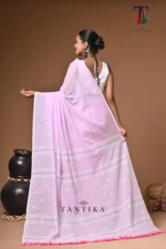 Maharani pink mull cotton handloom Saree - Image 5