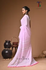 Maharani pink mull cotton handloom Saree - Image 6