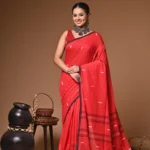 Maharani red mull cotton handloom Saree